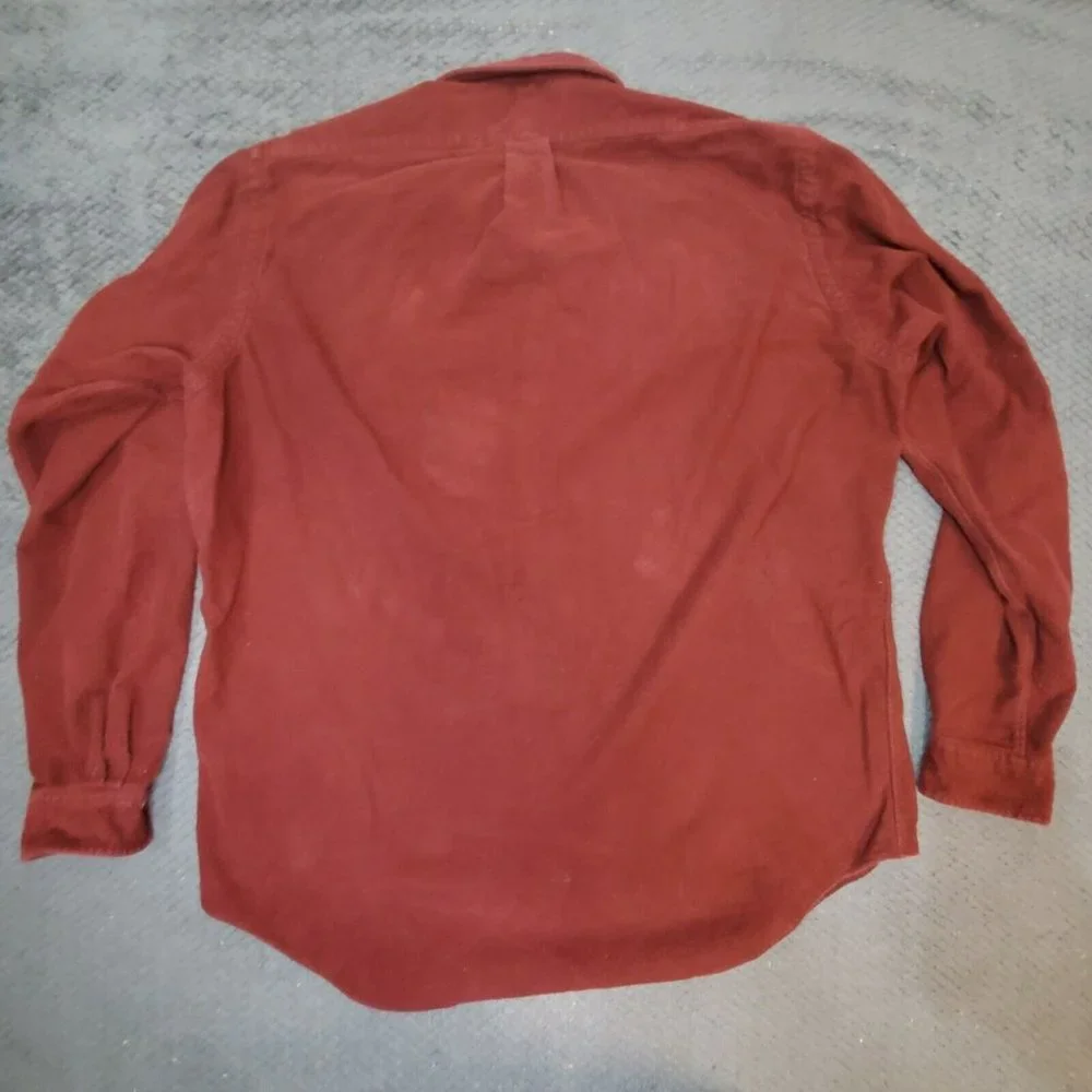 Ralph Lauren Button-Down Maroon Shirt Adult Large Green Pony Casual Mens - Picture 2 of 12